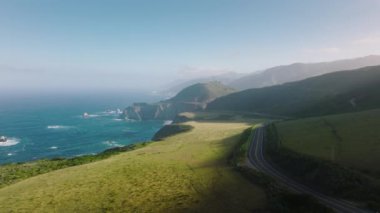 Panoramic view of the one of the most photographed features on the West Coast. Drone footage of scenic Central shore of California, USA. High quality 4k footage