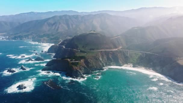 Iconic Landscape Californian Central Coast Seen Drone Footage Majestic Seascape — Video Stock