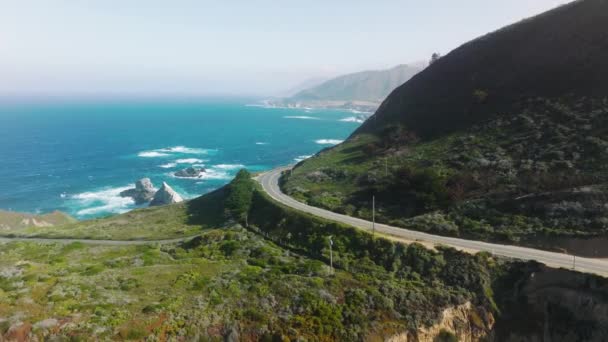 Aerial View Californias First Scenic Highway Romantic Natural Environment Bright — Stock video