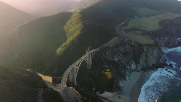 Drone Footage Scenic Drive Right Beach Exciting Viewing Byway Route — Stockvideo