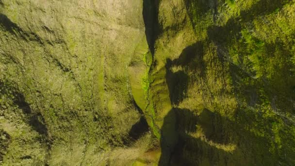 Amazing Deep Canyon Aerial View Flying Spectacular Mountain Landscape Napali — Stok Video