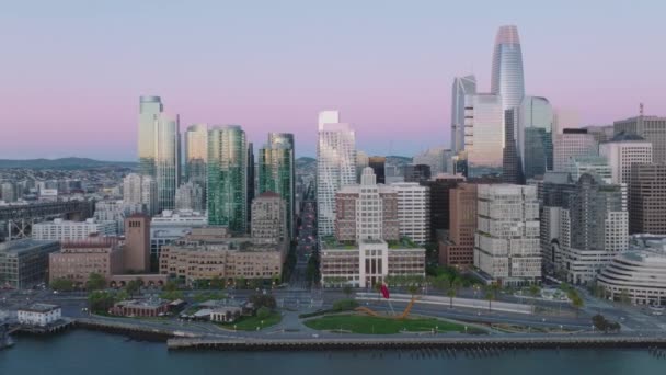 Aerial Footage Downtown San Francisco Massive Skyscrapers Impressive Skyline Contemporary — Vídeos de Stock