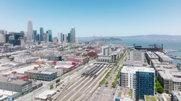 Urban Panoramic Vista San Francisco Financial District Aerial Footage Key — Vídeos de Stock