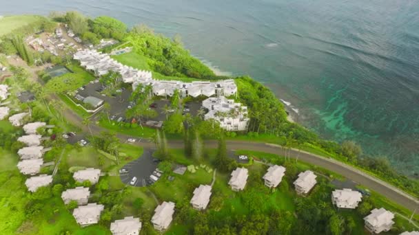 Aerial View Hanalei Bay Villas Princeville Town Kauai North Shore — Wideo stockowe