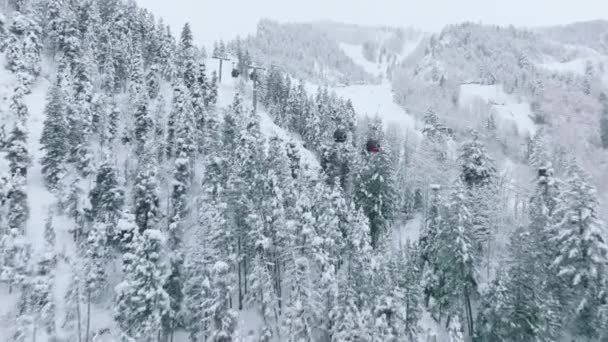 Aspen Mountain Ski Snowboard Lift Gondola Colorado Aerial Usa Aerial — Vídeos de Stock