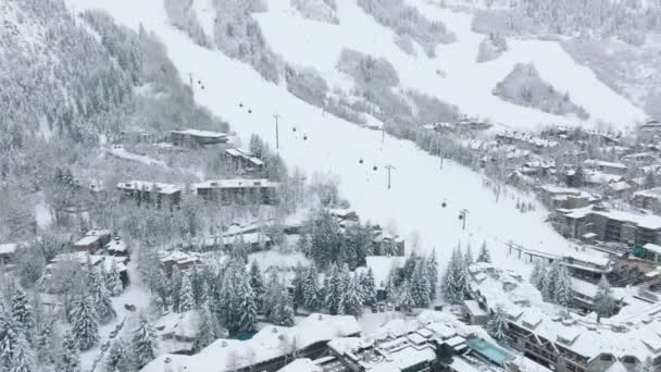 Lift Cabins Aspen Mountain Ski Resort Movement Ski Lifts Chairs — Vídeos de Stock