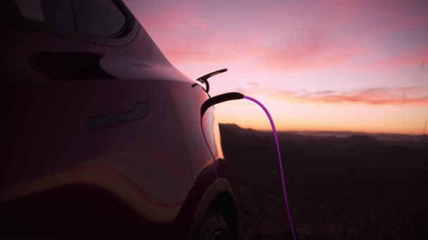 Charging Station Sunset Light Charging Process Animation Parking Charged Electric — Stok video