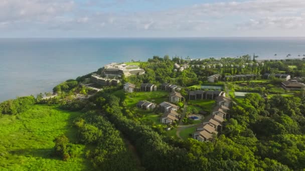 Serene Views Trees Bay Relaxing Summer Retreat Aerial Footage Paradise — Stockvideo