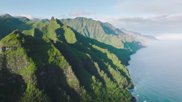 Breathtaking Views Adventurous Destination Deep Valleys Covered Tropical Greenery Drone — 图库视频影像