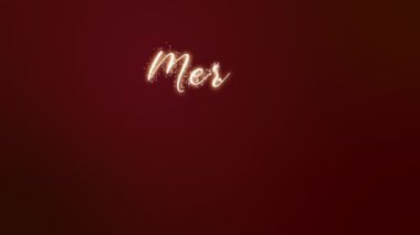 Merry Christmas golden text animation with golden glittery shiny particles. Christmas wish on red background - Seamless Loop - 4K motion graphics animation. Holiday celebration concept footage clip