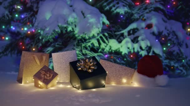 Neve Mágica Noite Inverno Mágico Véspera Natal Feliz Feliz Ano — Vídeo de Stock