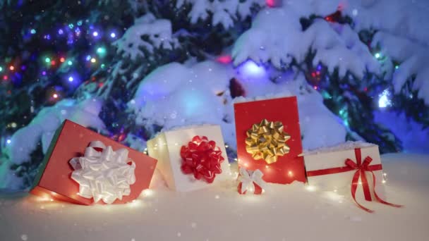 Frohes Neues Jahr 2023 Und Frohe Weihnachten Schneefall Filmmaterial Magische — Stockvideo