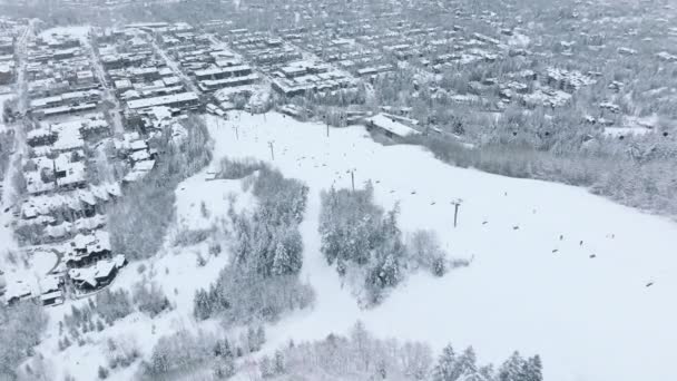 Vintersemester Byn Aspen Flygfoto Aspen Stadsutsikt Colorado Usa Fjällstugor Skidområde — Stockvideo