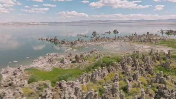 Εναέρια Πλάνα Από Mono Lake Tufa State Natural Reserve Κοντά — Αρχείο Βίντεο