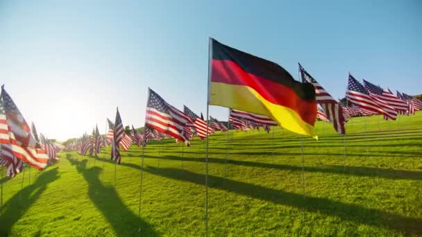 Cámara Red Bandera Imágenes Alta Calidad Alemania Ondeando Viento Sobre — Vídeos de Stock