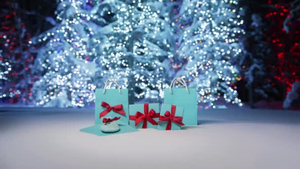Veselé Vánoce 2023 Šťastný Nový Rok Animace Text Kouzelném Lesním — Stock video