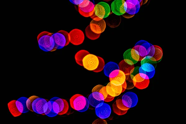 Flerfärgat Ljus Mjukt Fokus Svart Bakgrund — Stockfoto