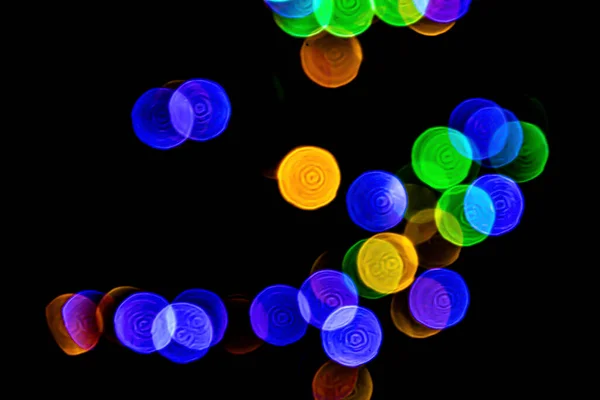 Multicolored Lights Soft Focus Black Background — Stock Photo, Image