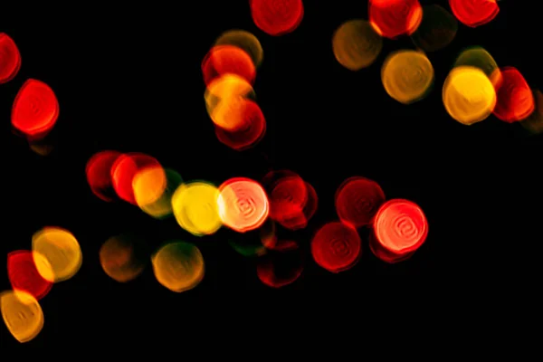 Mehrfarbige Lichter Weichen Fokus Auf Schwarzem Hintergrund — Stockfoto