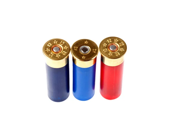 Hunting cartridges on a white background — Stock Photo, Image