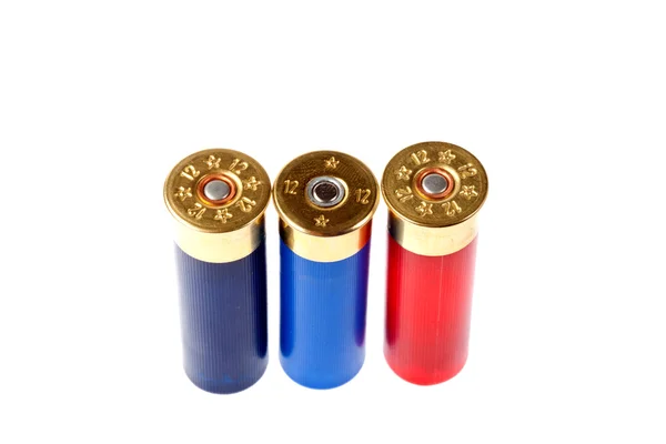 Hunting cartridges on a white background Stock Photo