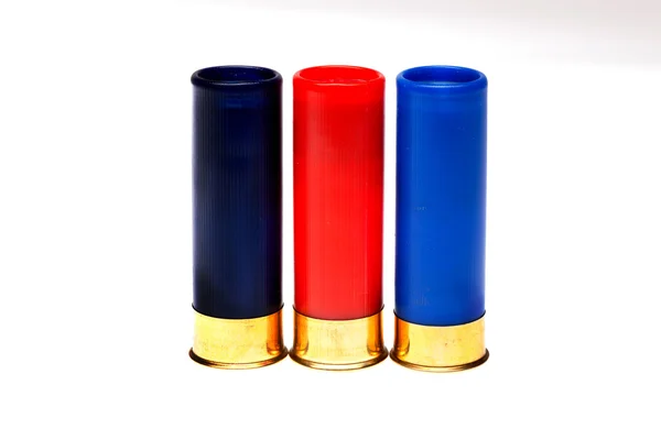 Hunting cartridges on a white background — Stock Photo, Image