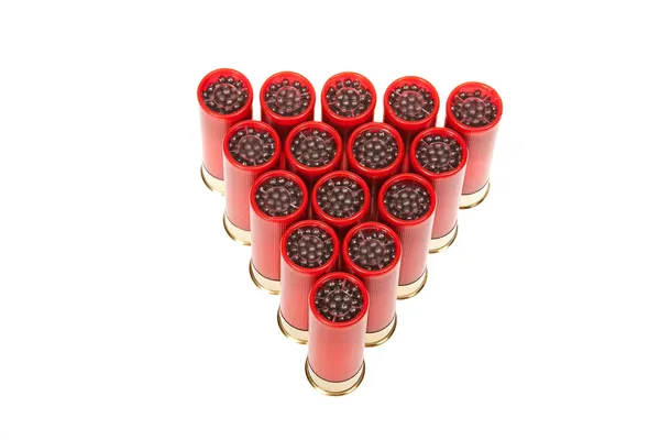 Red hunting cartridges on a white background — Stock Photo, Image