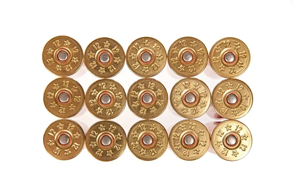 Hunting cartridges on a white background — Stock Photo, Image