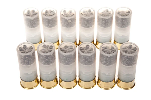 Hunting cartridges on a white background — Stock Photo, Image