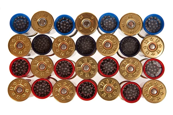 Hunting cartridges on a white background — Stock Photo, Image