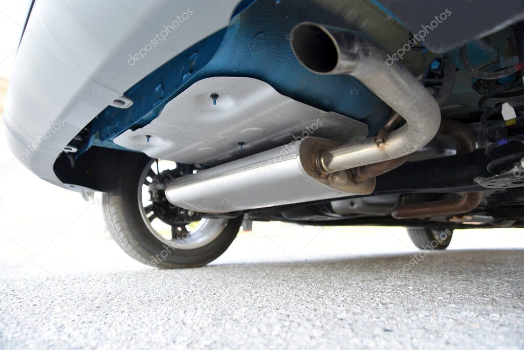 Exhaust pipe muffler under the car