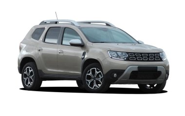 Beyaz arka planda SUV, ön görünüm