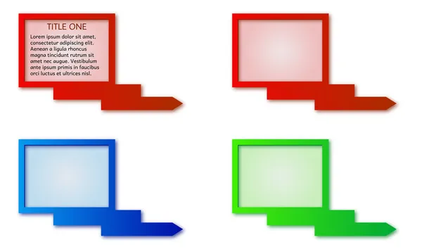 Vierkante label met trappen arrow - drie kleuren — Stockfoto