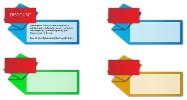 Origami etiketter med titeln - tre färger — Stockfoto