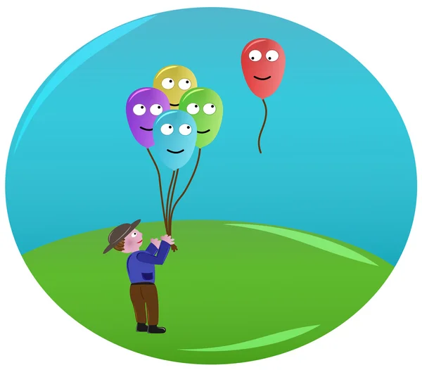 Boy and balloons — Stock Photo, Image