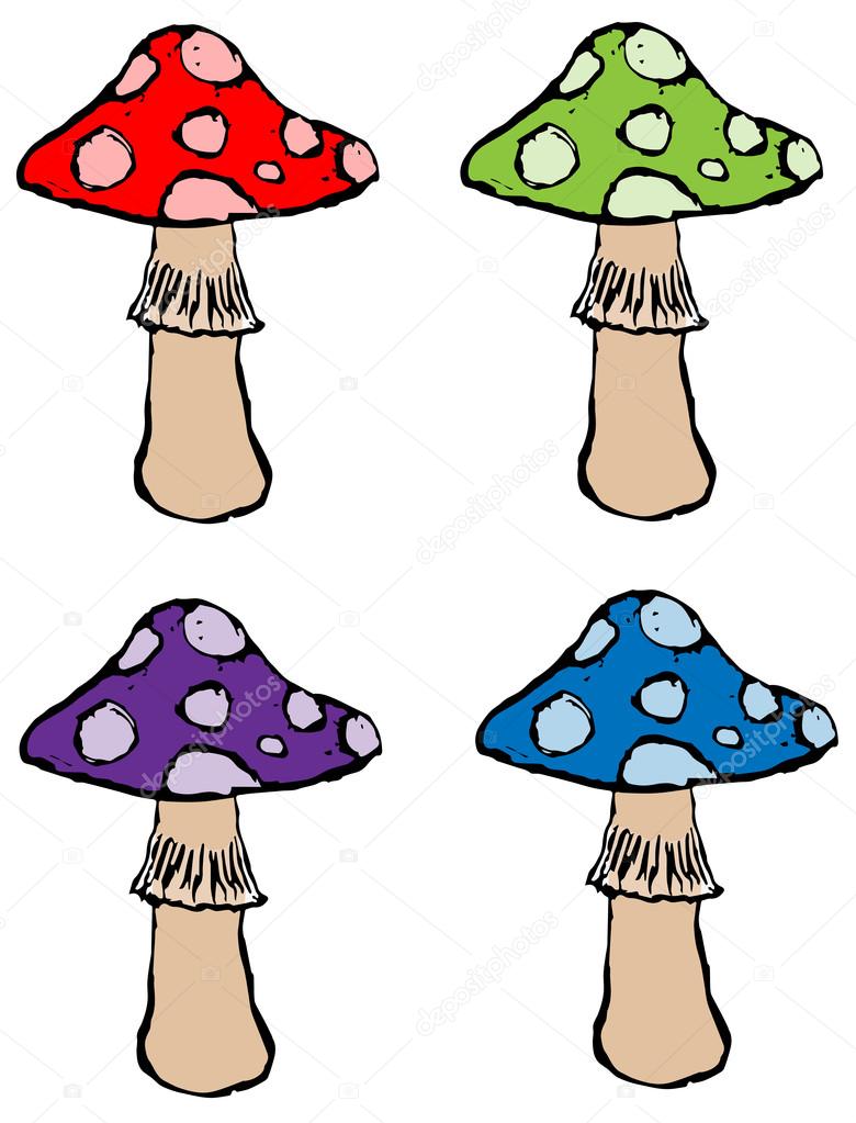 mushroom - four colors