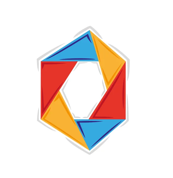 A hat háromszög három színekkel létrehozott kör — Stock Vector