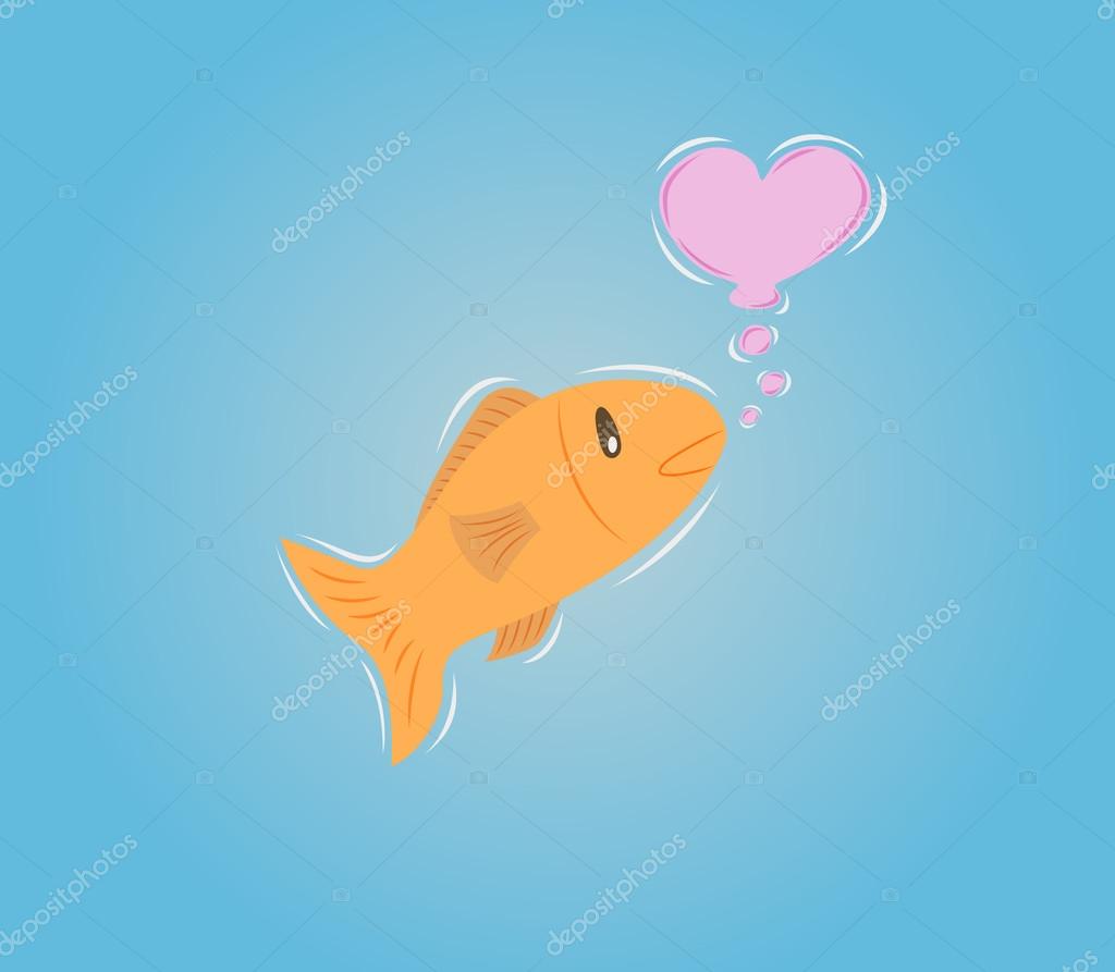 Goldenfish In Water Makes Bubble Heart Vector Image By C Muuraa Vector Stock