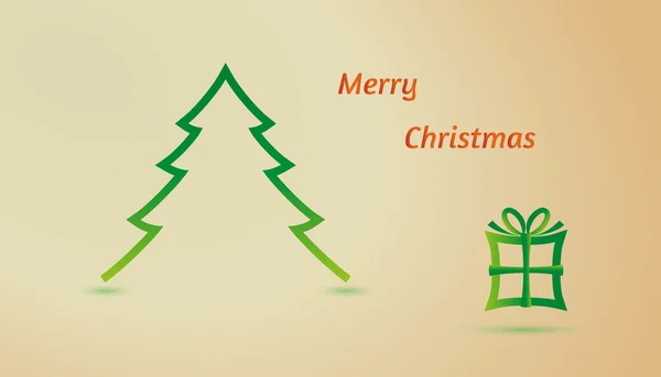 Feliz Navidad - árbol y regalo — Vector de stock
