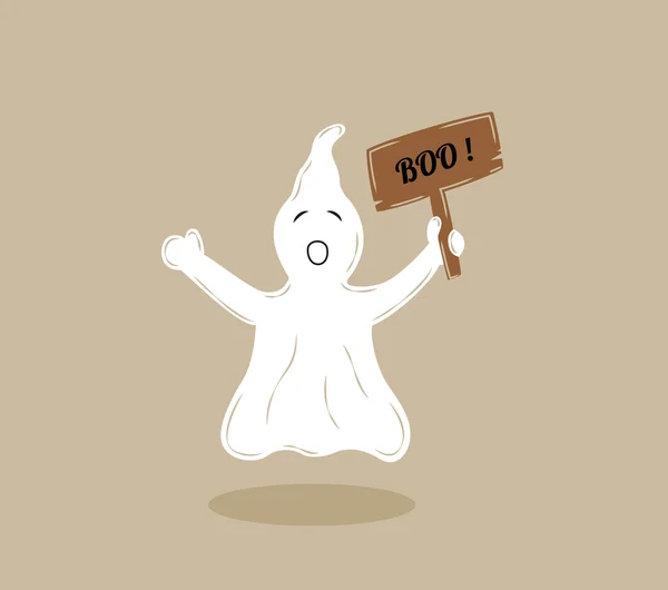Fantasma con mesa de madera — Vector de stock