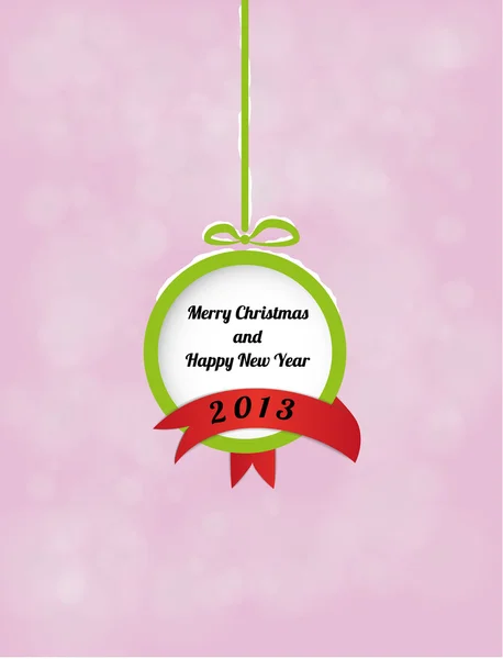 Boule avec Joyeux Noël et Bonne Année et ruban rouge — Image vectorielle