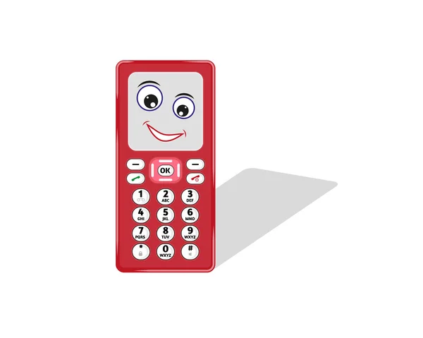 Comic phone with eye and smile — Stock Vector