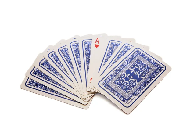 Ten cards and one red ace — Stock Photo, Image