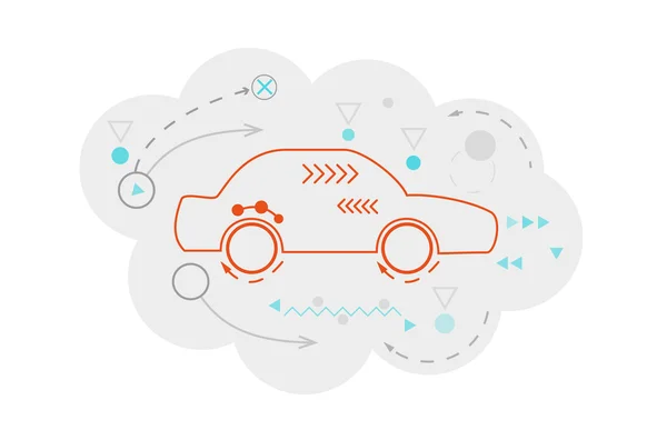 Araba ve çizgili bulut soyut Haritası — Stok Vektör