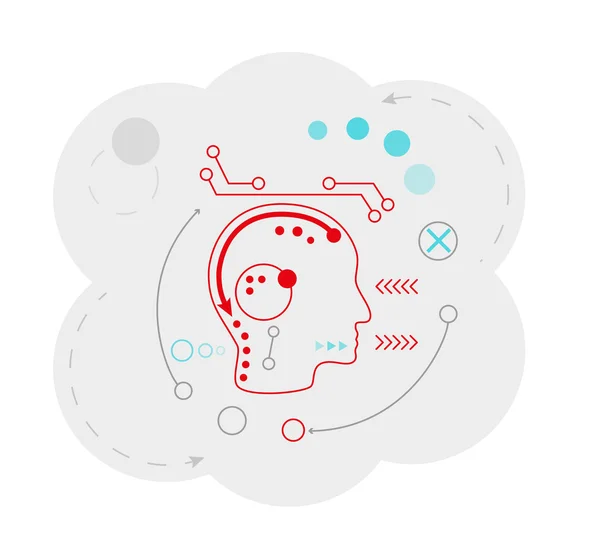 Mapa abstracto de la nube con cabeza y líneas — Archivo Imágenes Vectoriales