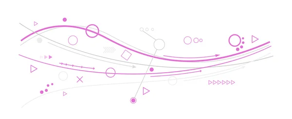 Фіолетові лінії, кола і різні символи — стоковий вектор
