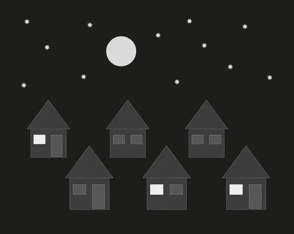 Family houses in the night — Stock Vector