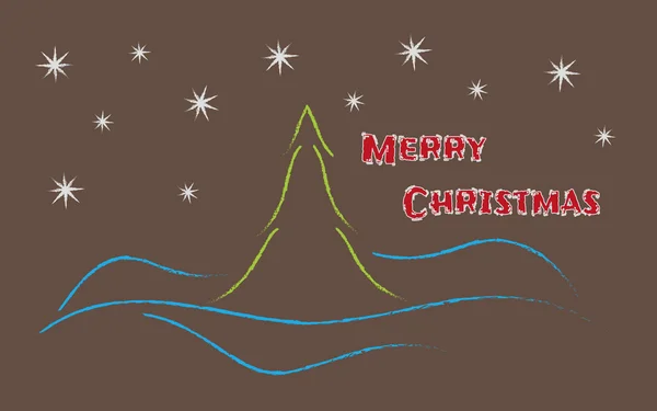 Feliz tarjeta de Navidad pintada con tiza — Vector de stock