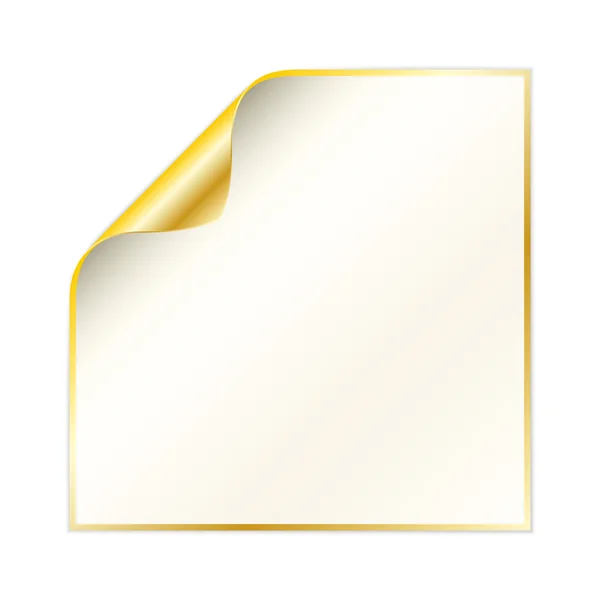 Kıvrılmış köşe ve sarı altın renkli kağıt — Stok Vektör