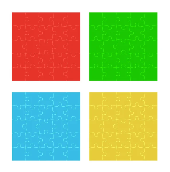 Four color puzzle fields — Stock Vector